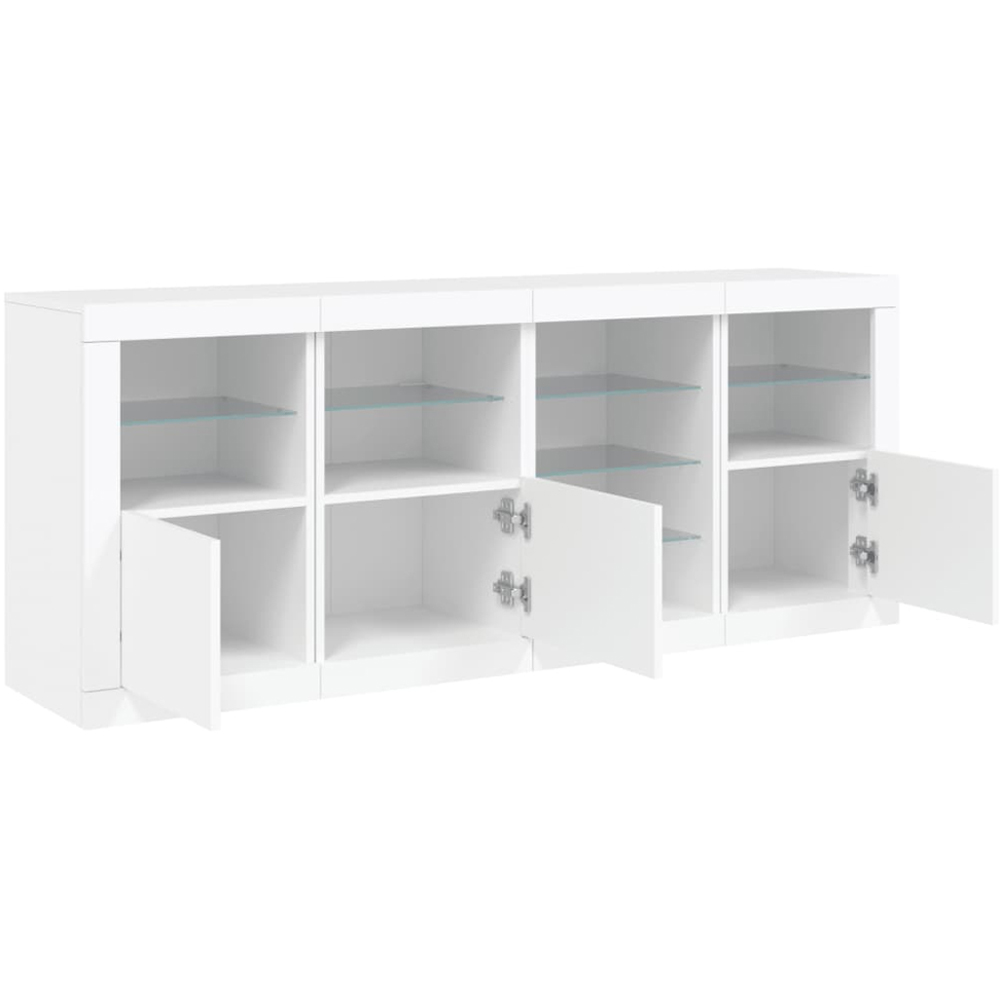 vidaXL 3 Door 10 Shelf White LED Sideboard Image 4