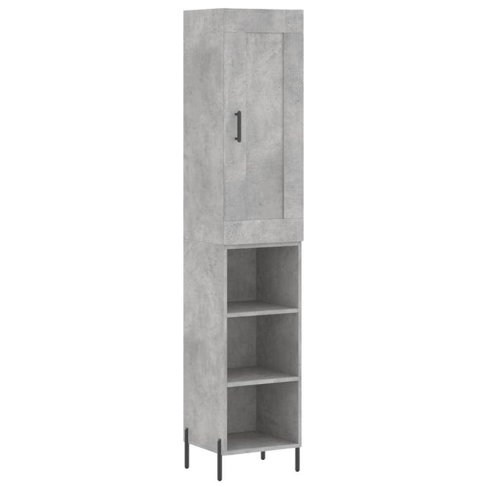 vidaXL Single Door 3 Shelf Concrete Grey Highboard Image 2