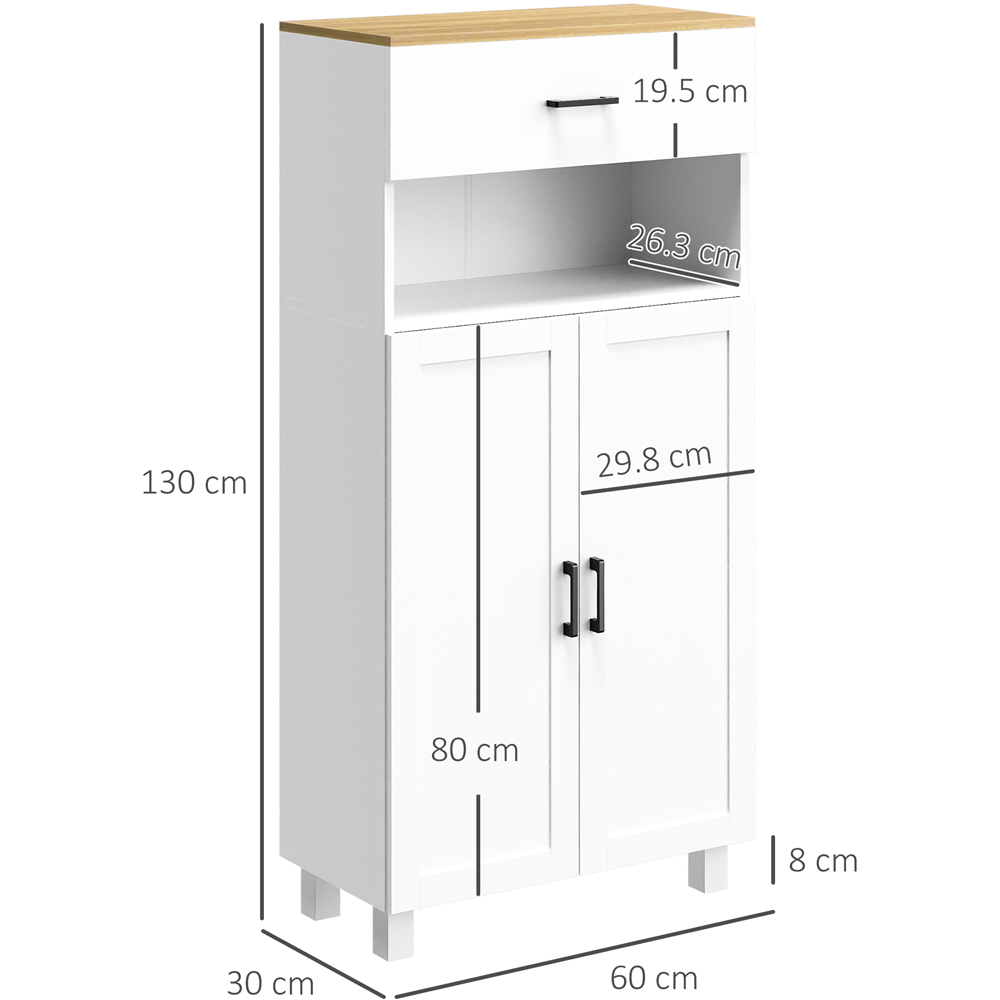 HOMCOM 2 Door Single Drawer White Nordic Kitchen Storage Cabinet Image 8