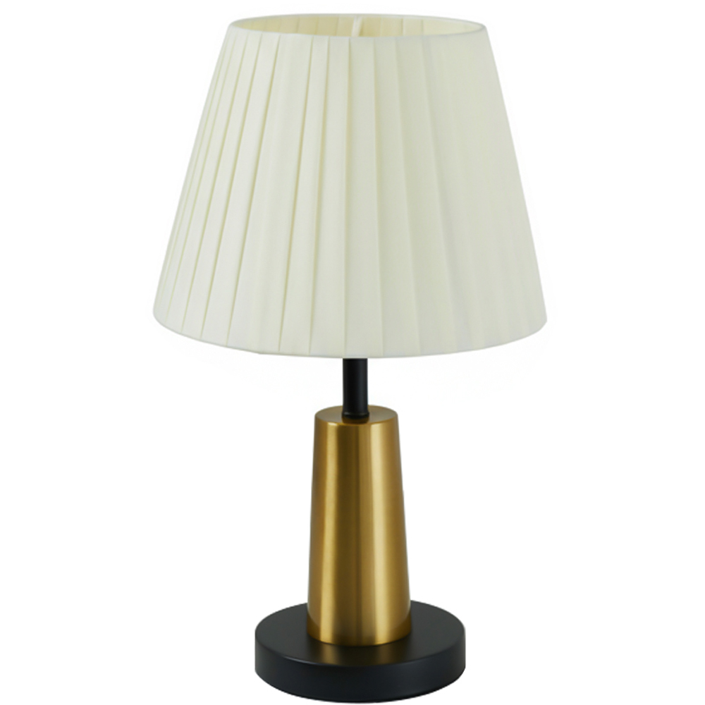 Living and Home Beige Pleated Fabric Shade Black and Gold E27 Table Lamp Image 3