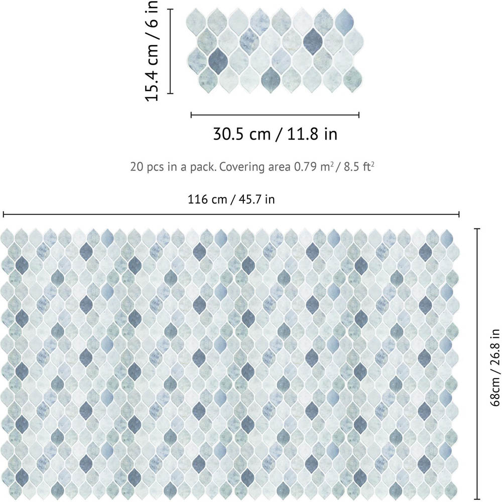 Walplus Grey Stone Leaf 3D Tile Sticker 20 Pack Image 8