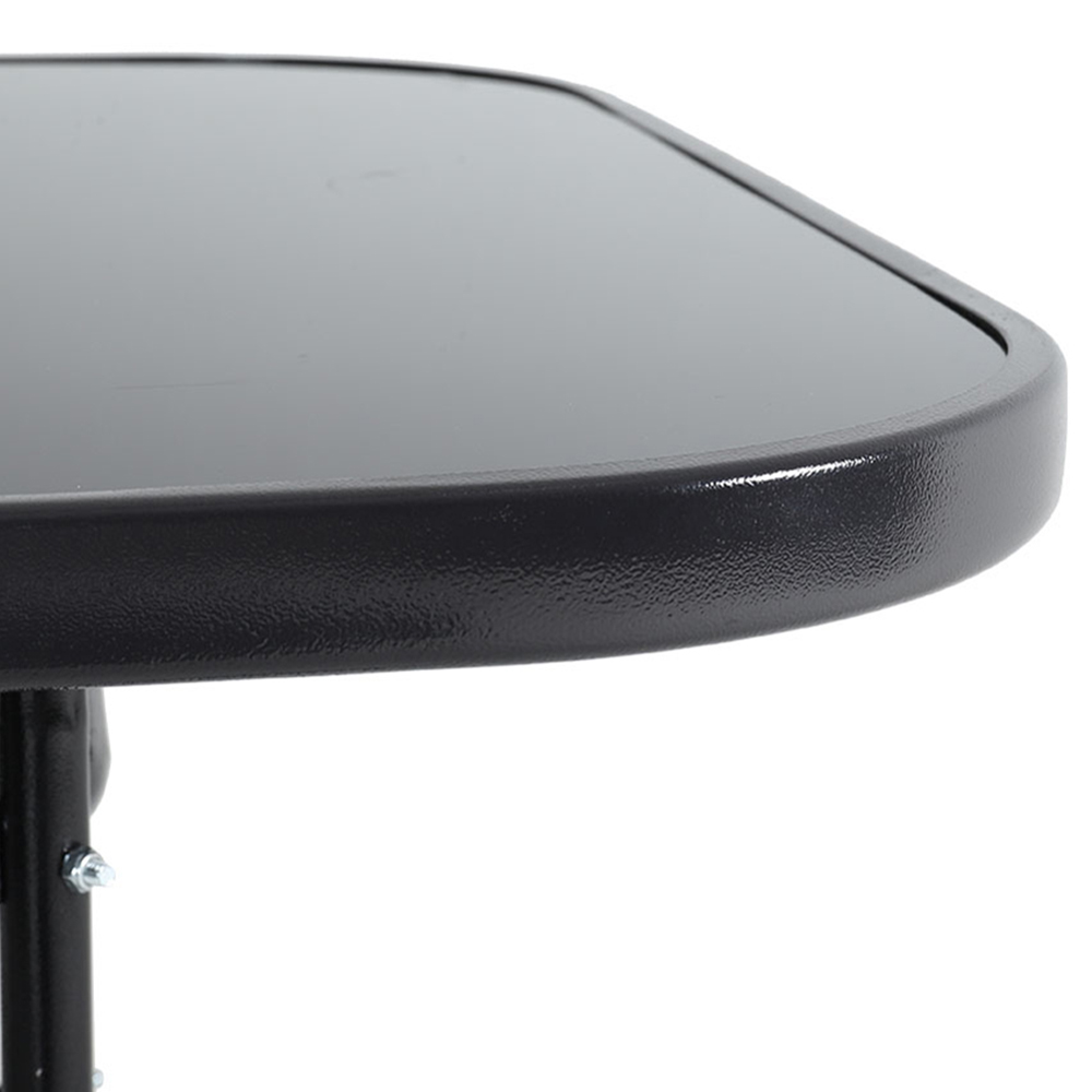 Living and Home Black 4 Seater Garden Table with Parasol Hole 80cm Image 5