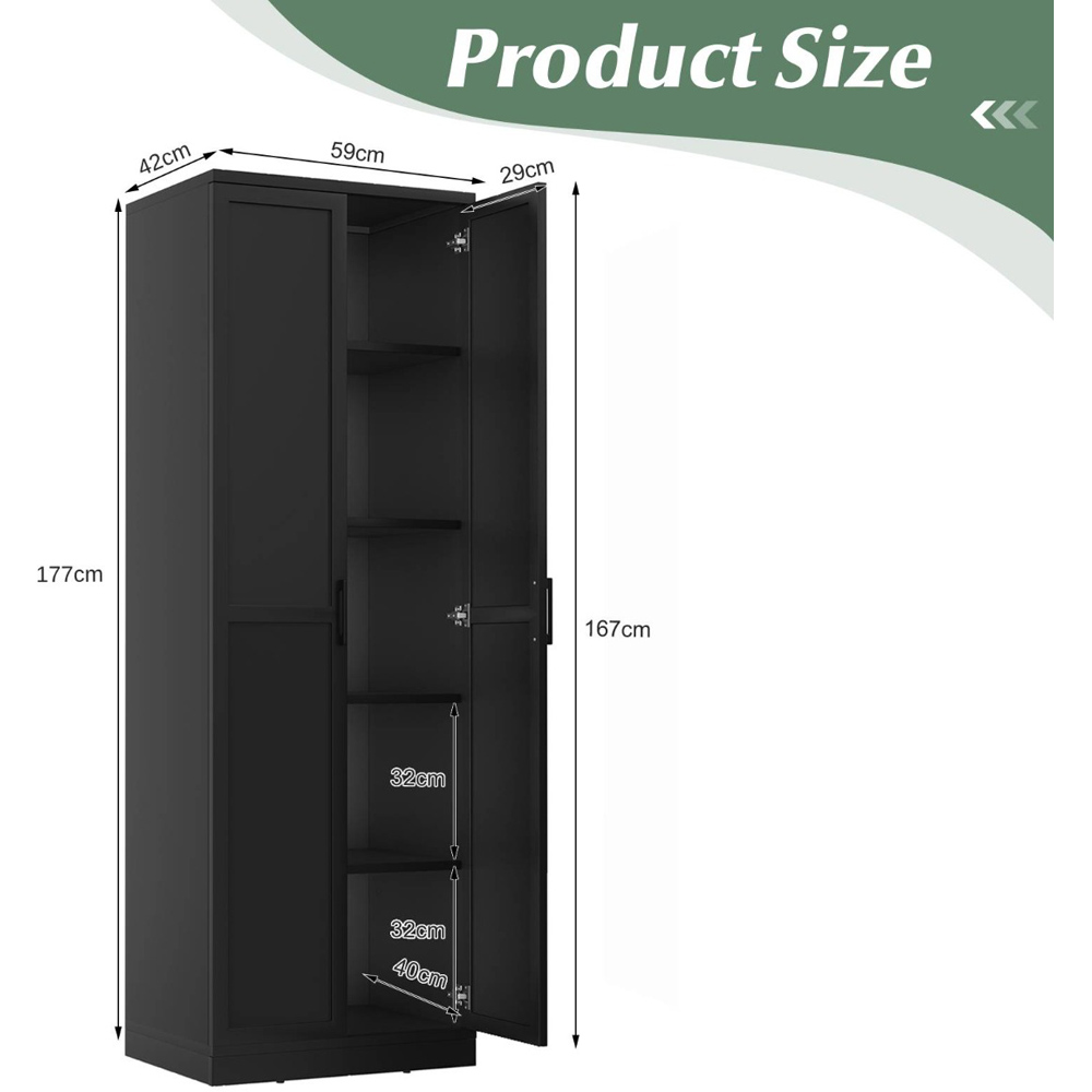Costway 2 Door Black Wooden Storage Cabinet Image 9