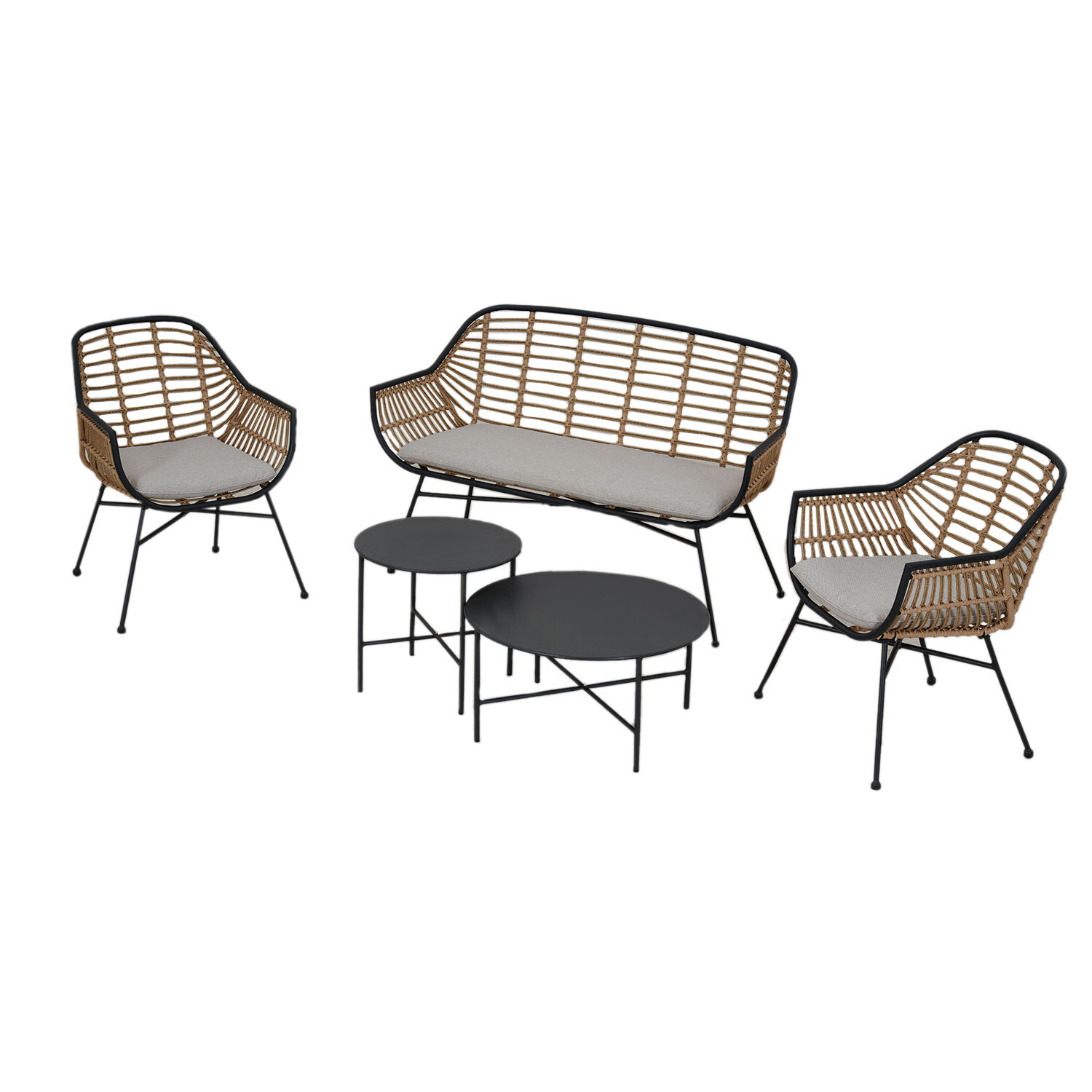 5 Piece Antigua Conversation Set - Black Image 3
