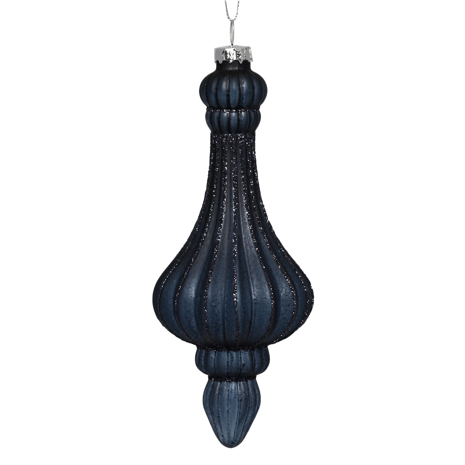 Pointed Glitter Bauble - Navy Image