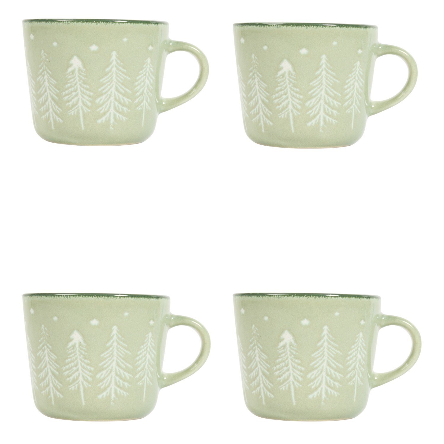 Pack of 4 Nordic Tree Mugs Sage Image 1