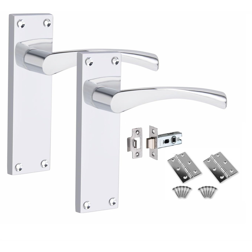 Golden Grace Polished Chrome Victorian Scroll Astrid Door Handle Set 4 Pack Image 2