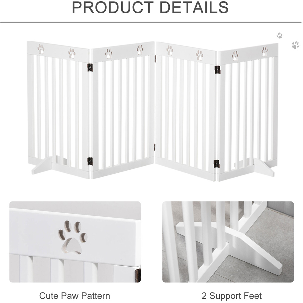 Pawhut White Foldable Free Standing Pet Safety Gate Image 5