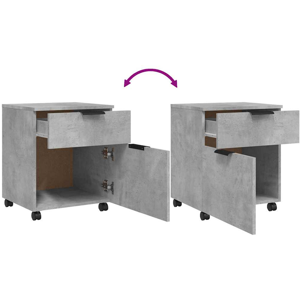 vidaXL Single Door Single Drawer Concrete Grey Mobile File Cabinet Image 5