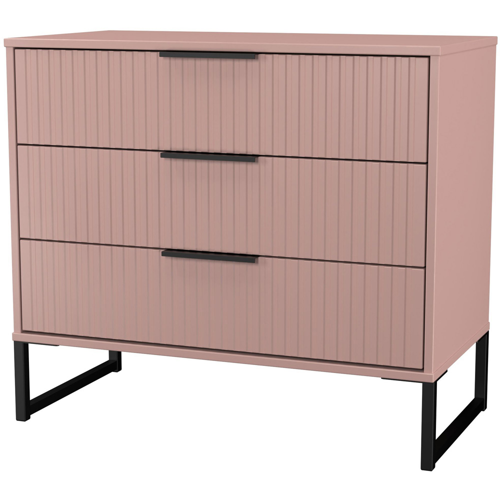 Crowndale Fluted 3 Drawer Kobe Pink Chest of Drawers Ready Assembled Image 4