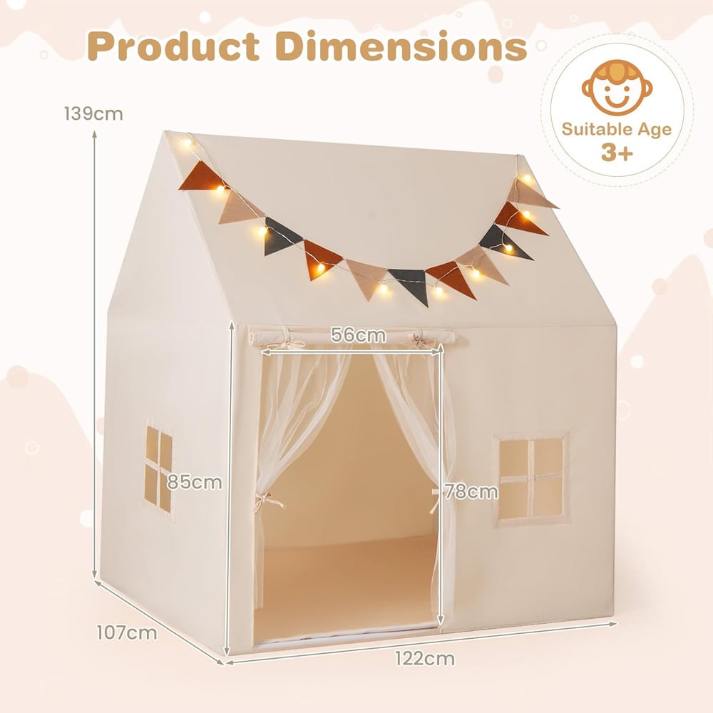 Costway 3 Person Indoor and Outdoor Toddler Tent with Padded Non Slip Mat Beige Image 9