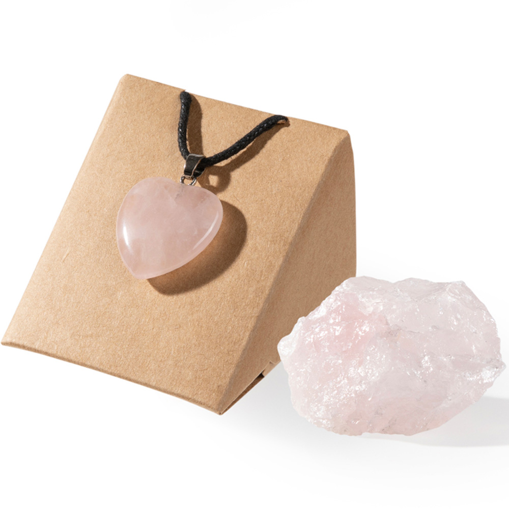 Myga Rose Quartz Stone and Pendant Gift Set Image 2