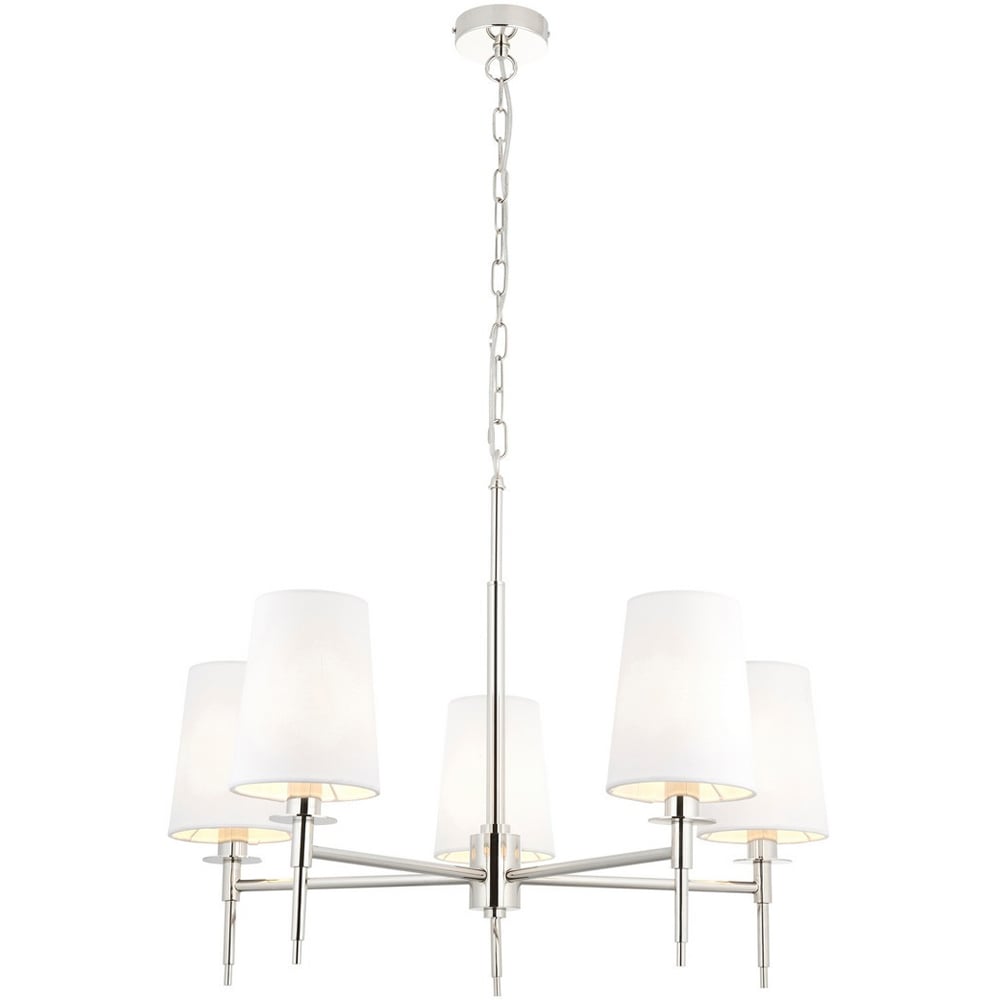 Merano Florence Multi Arm White and Nickle 5 Light Pendant Ceiling Lamp Image 1