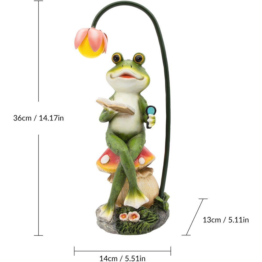 GardenKraft Frog Reading Under Fairy Flower LED Solar Decorative Light Image 8