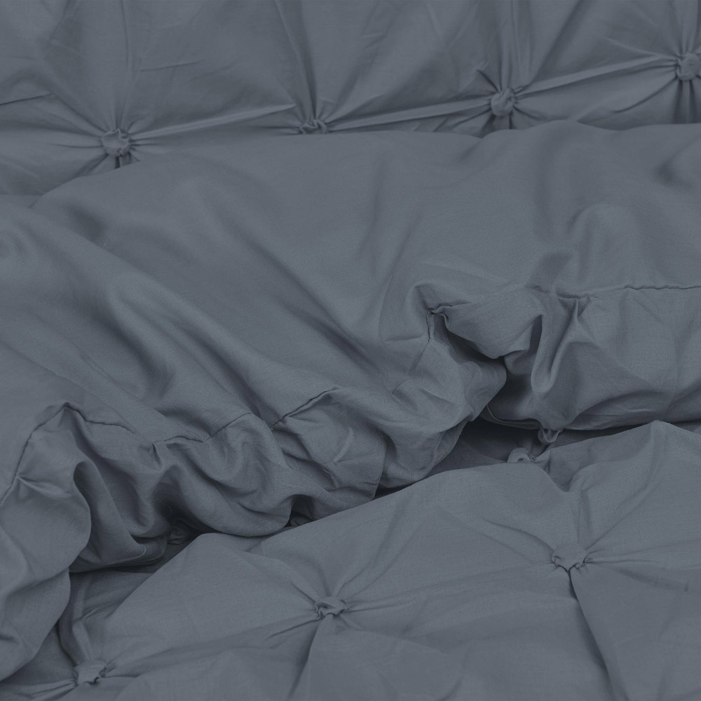 Smart Living Double Charcoal Rouched Pleat Duvet Cover Set Image 7