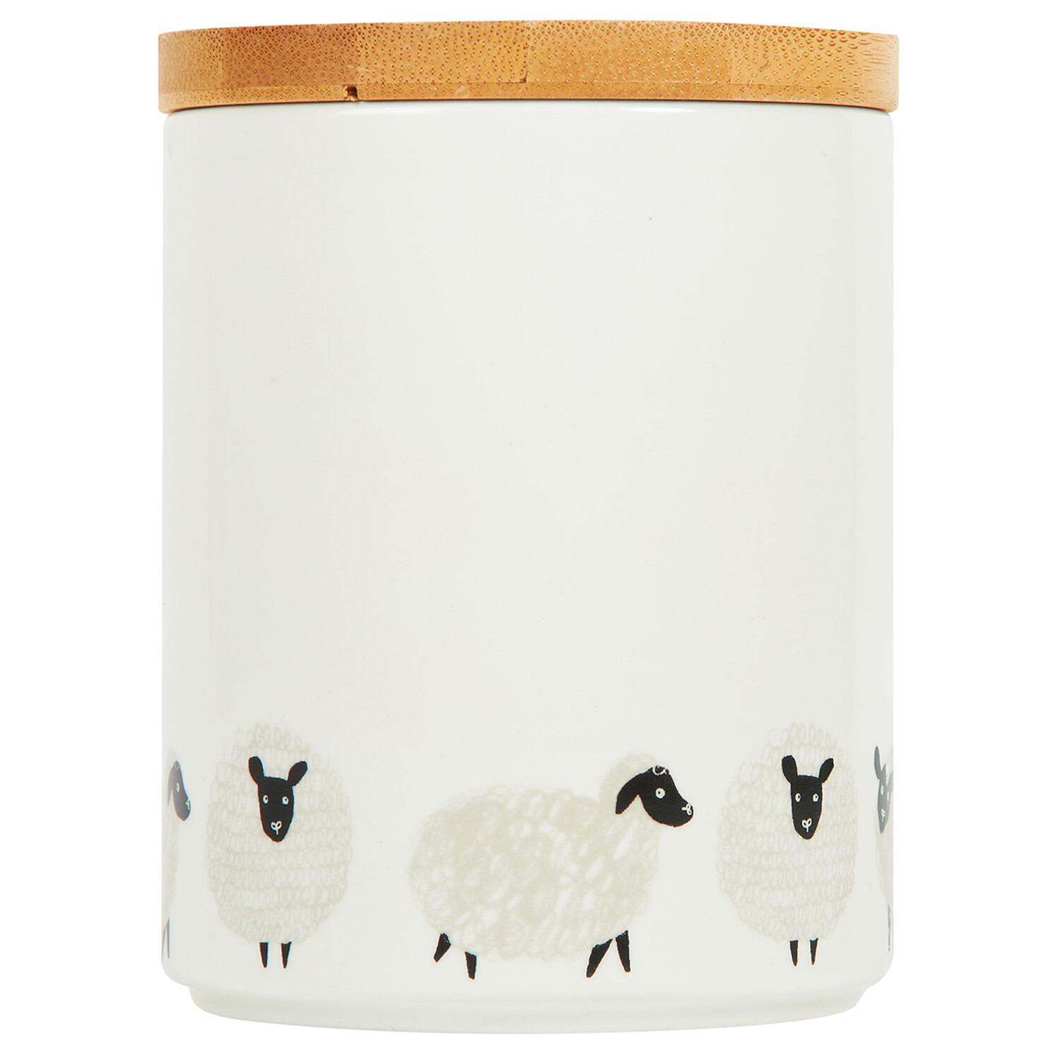 Highland Flock Canister with Bamboo Lid - White / Coffee Image 3