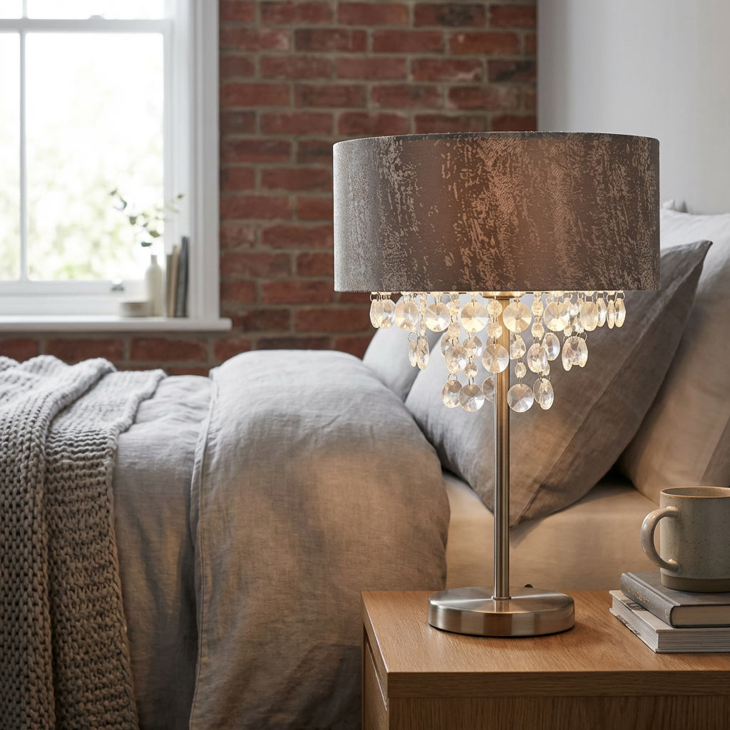 Grey Distressed Jewel Droplet Lamp Shade Image 4