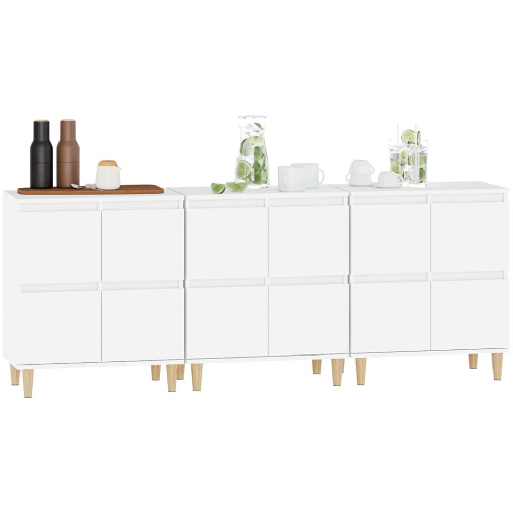 vidaXL 4 Door White Sideboard 3 Piece Image 3