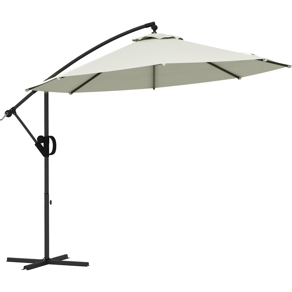 Outsunny White Crank and Tilt Cantilever Banana Parasol with Cross Base 3m Image 1