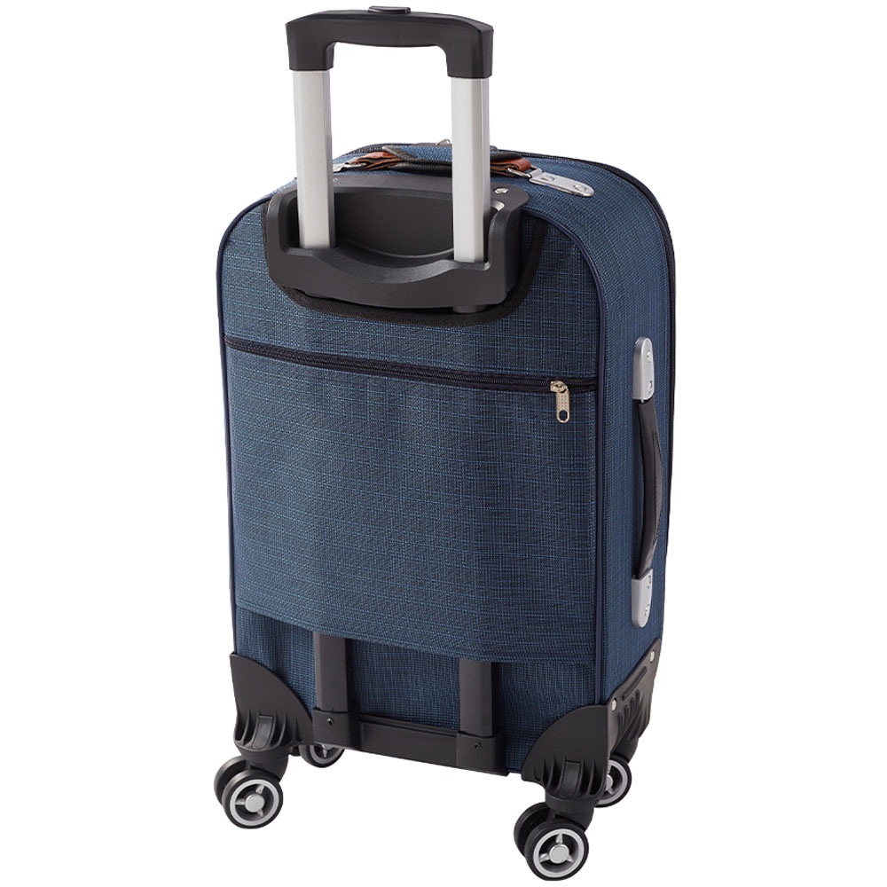 H&O Direct 20 inch Blue Softshell Spinner Suitcase with Combination Lock Image 2