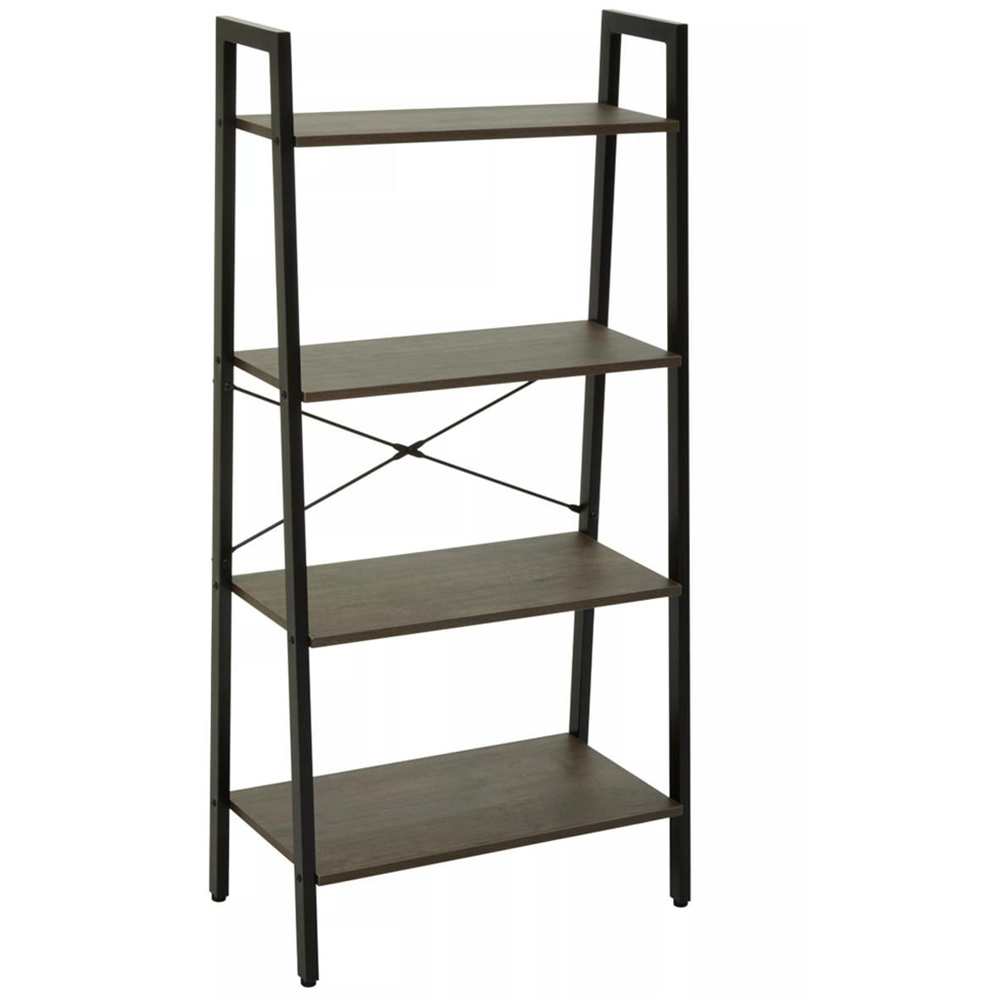 Premier Housewares Bradbury 4 Shelf Dark Oak Veneer Ladder Bookshelf Image 2
