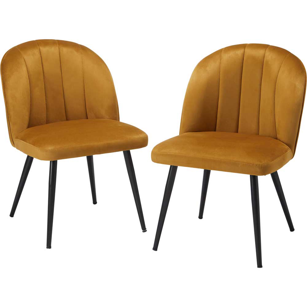 Orla Set of 2 Mustard Yellow Dining Chair Image 4