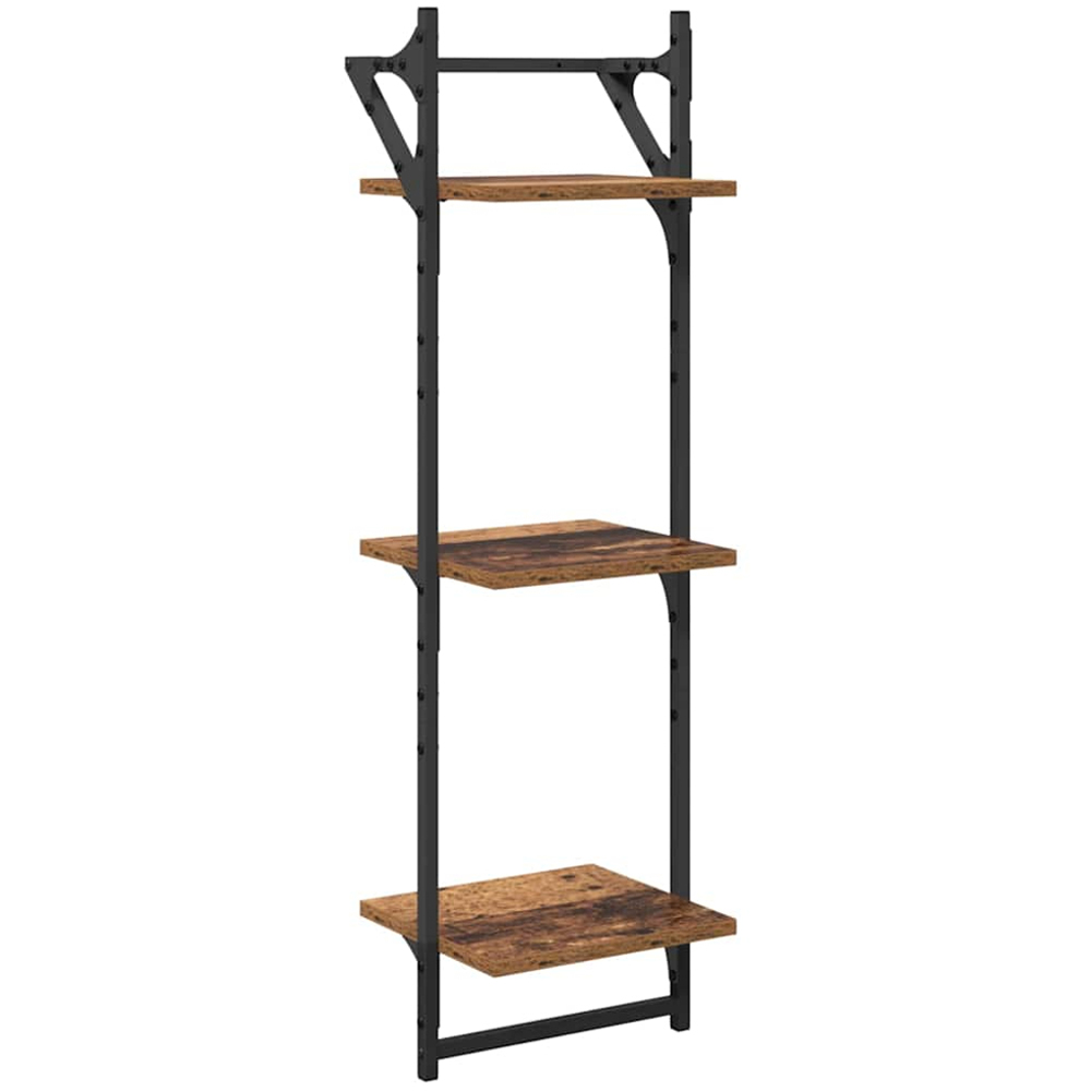 vidaXL 9 Shelf Old Wood Wall Shelf Set of 6 Image 8