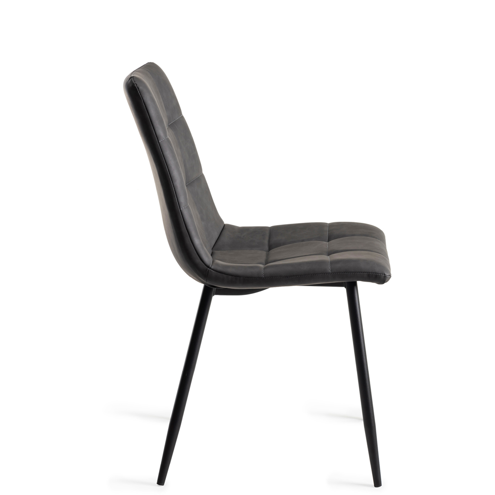 Bentley Designs Mondrian Set of 2 Dark Grey Leather Dining Chair Image 4