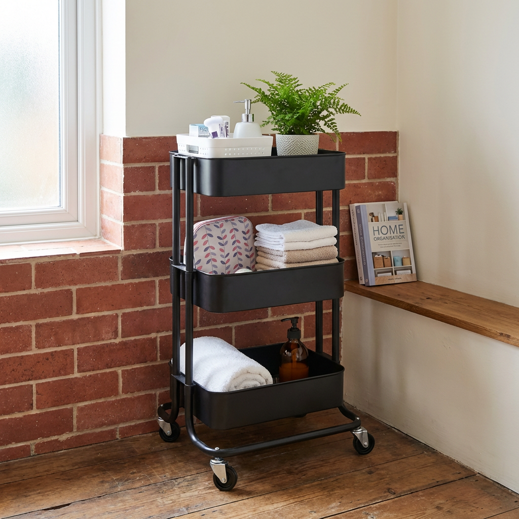 Matt Black 3 Tier Storage Trolley Image 6