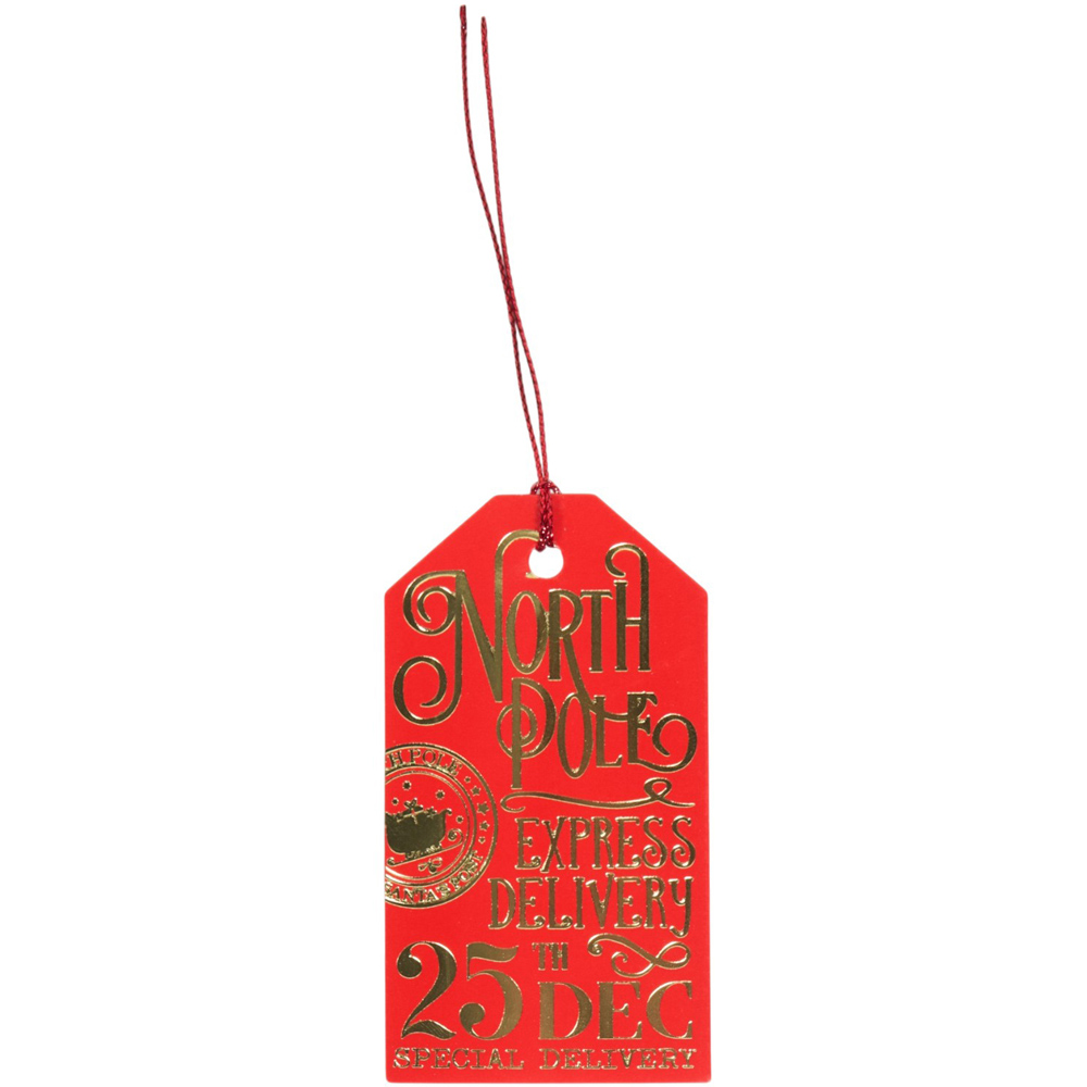 Pack of 12 Santa Stamp Gift Tags Red Image 3