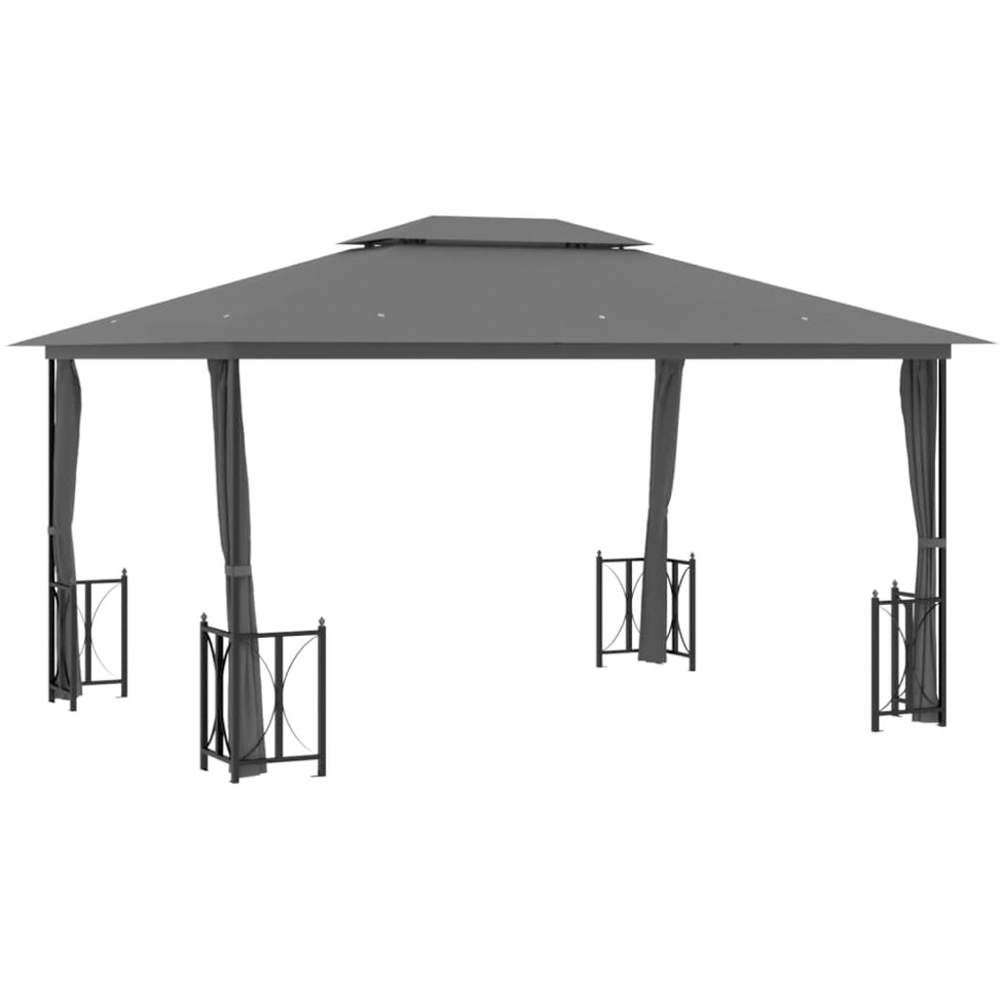 vidaXL 3 x 4m Anthracite Gazebo with Side Walls and Double Roof Image 2