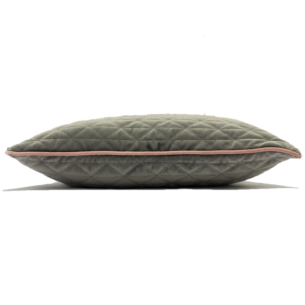 Paoletti Quartz Charcoal Grey and Blush Pink Quilted Velvet Cushion Image 3