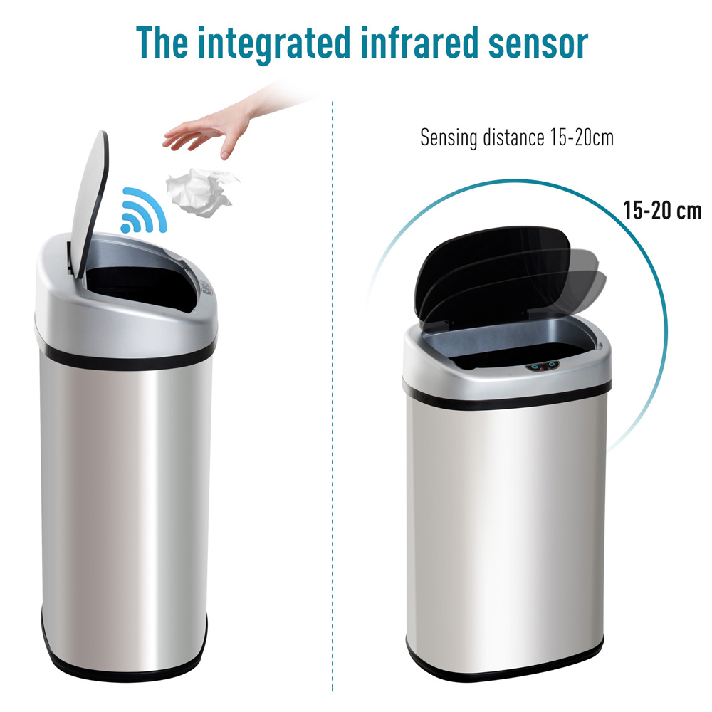 HOMCOM Silver Automatic Kitchen Bin with Lid and Infrared Motion Sensor 30L Image 5