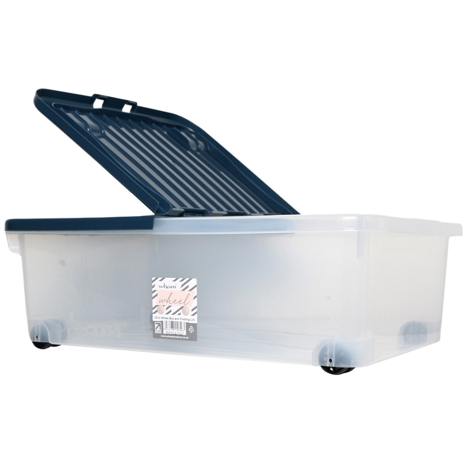 Wham 32L Navy Storage Box with Wheels and Folding Lid Image
