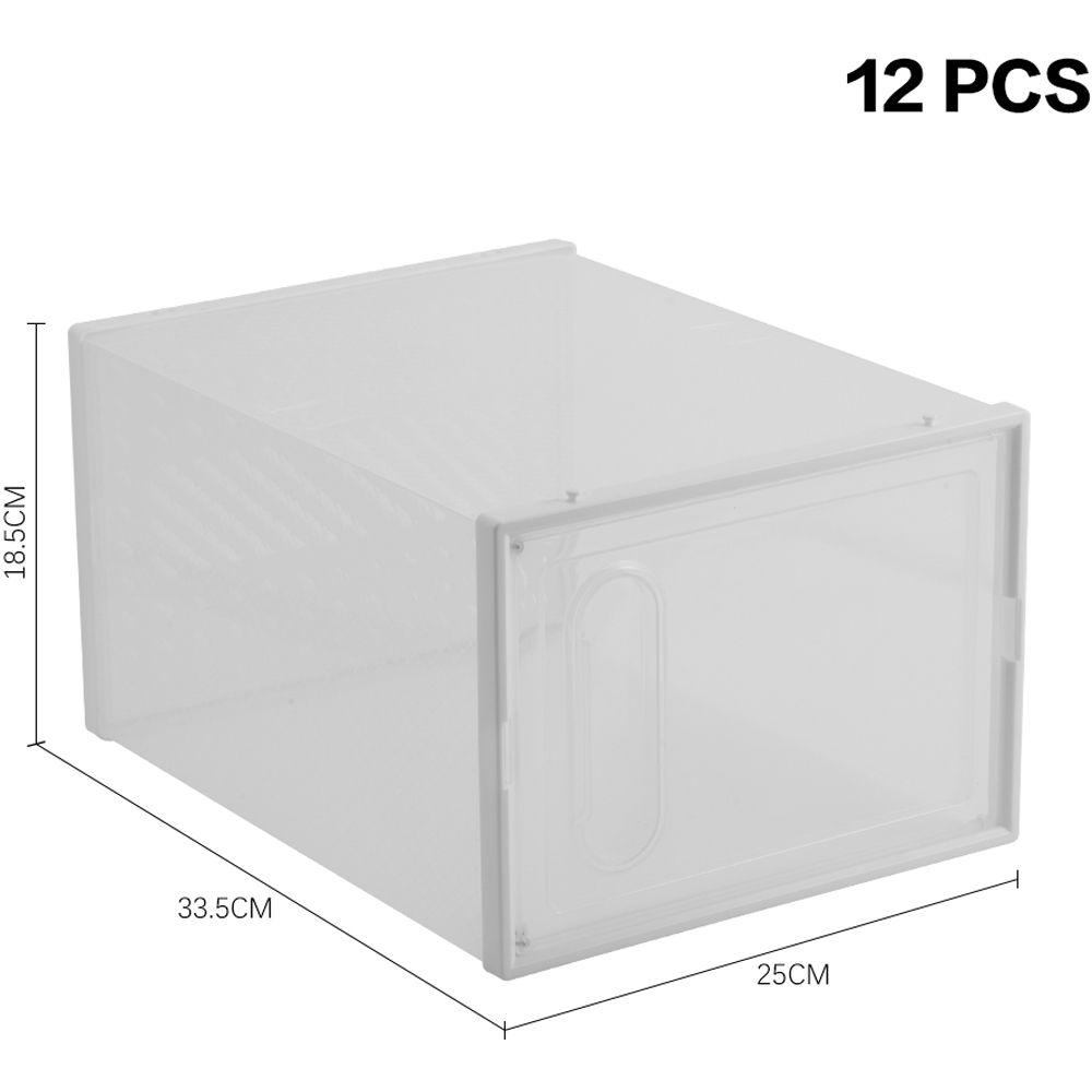 H&O Direct White Stackable Plastic Shoe Storage Box with Magnetic Door 12 Pack Image 7