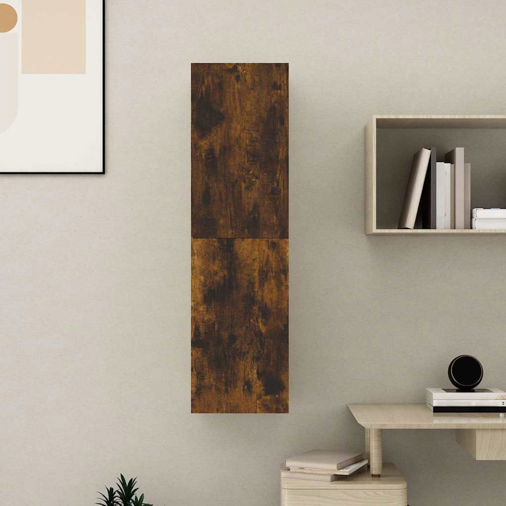 vidaXL Single Door Smoked Oak Wall Mounted Narrow TV Cabinet Image 4