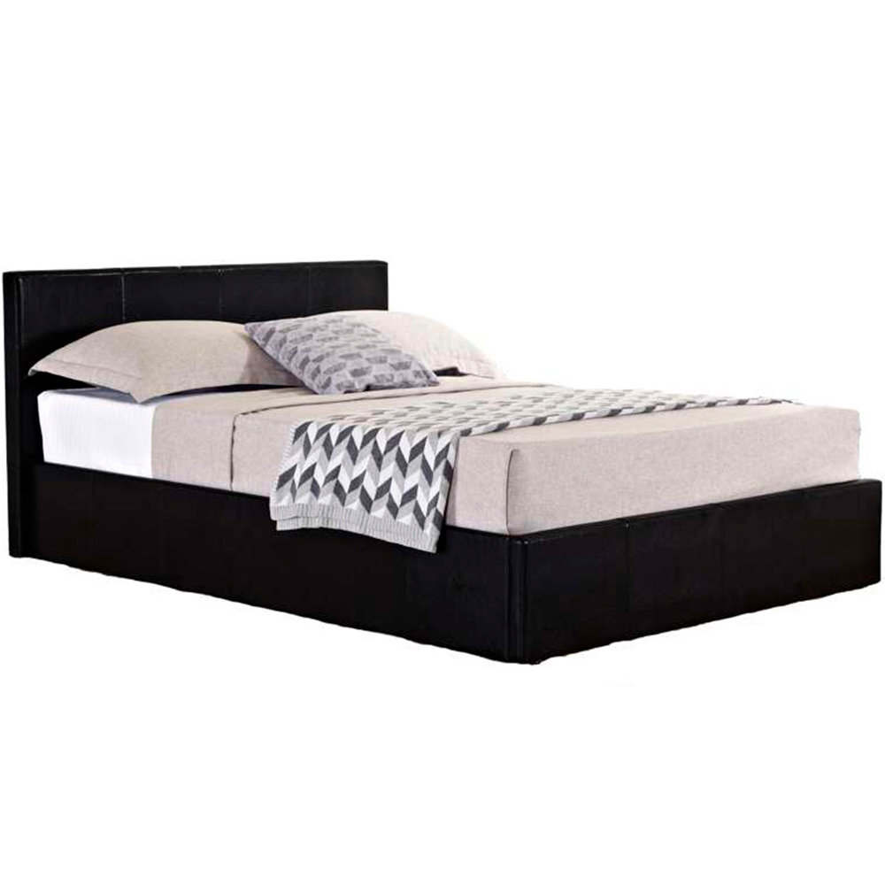 Berlin Double Black Faux Leather Ottoman Bed Image 4