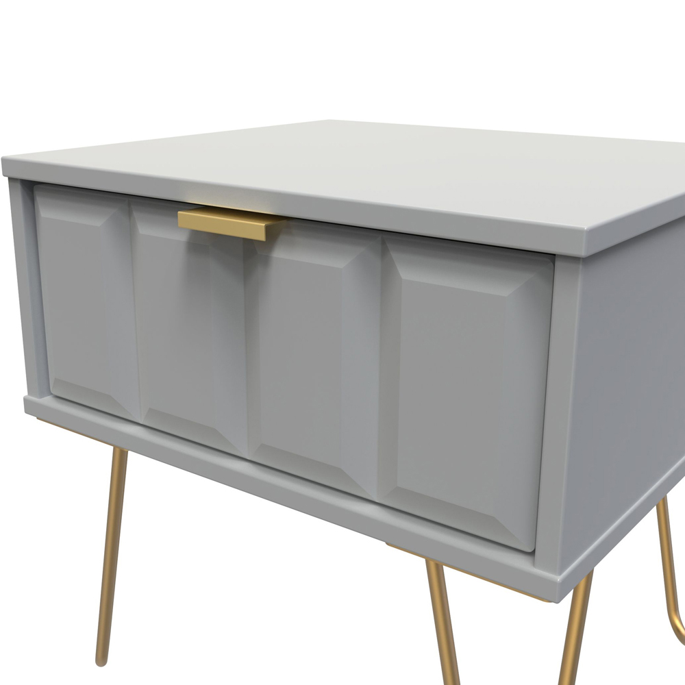 Crowndale Cube Single Drawer Dusk Grey Bedside Table Ready Assembled Image 5
