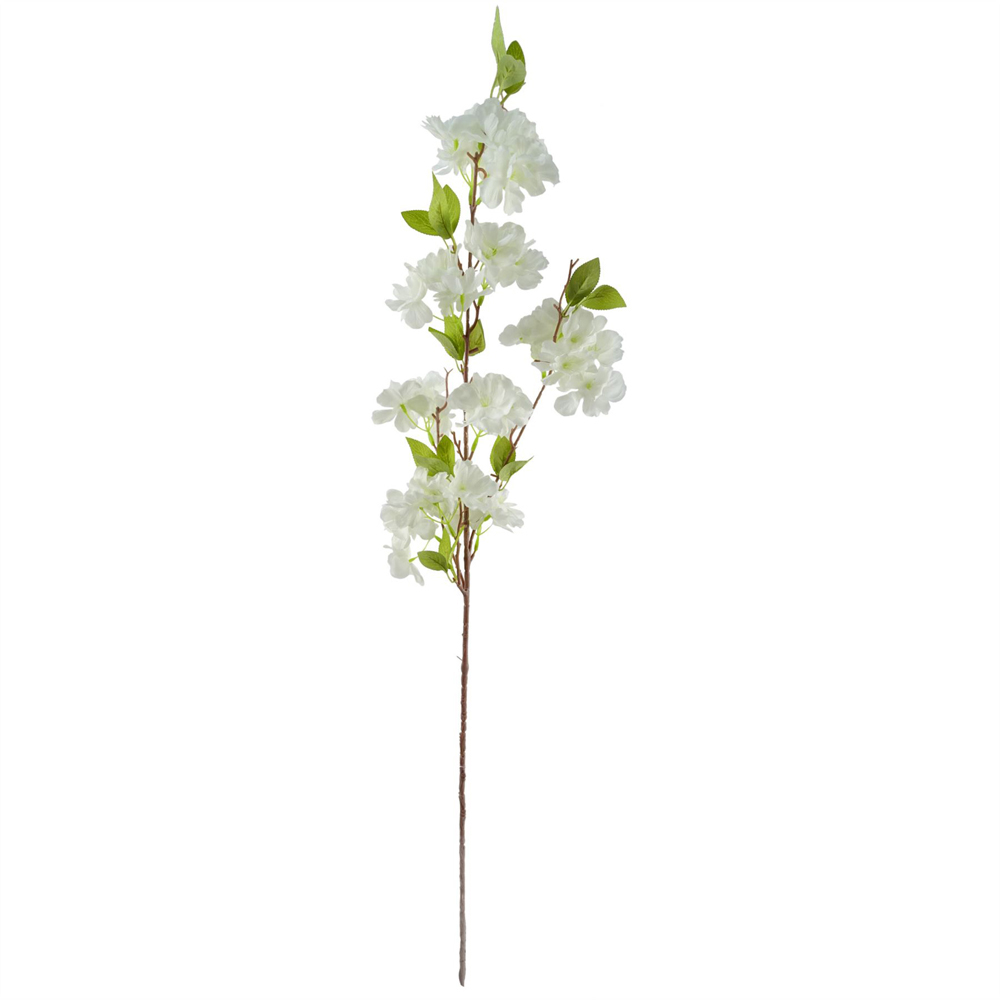 Leaf White Blossom and Berries Artificial Flower Bundle with Glass Vase 100cm 9 Pack Image 2