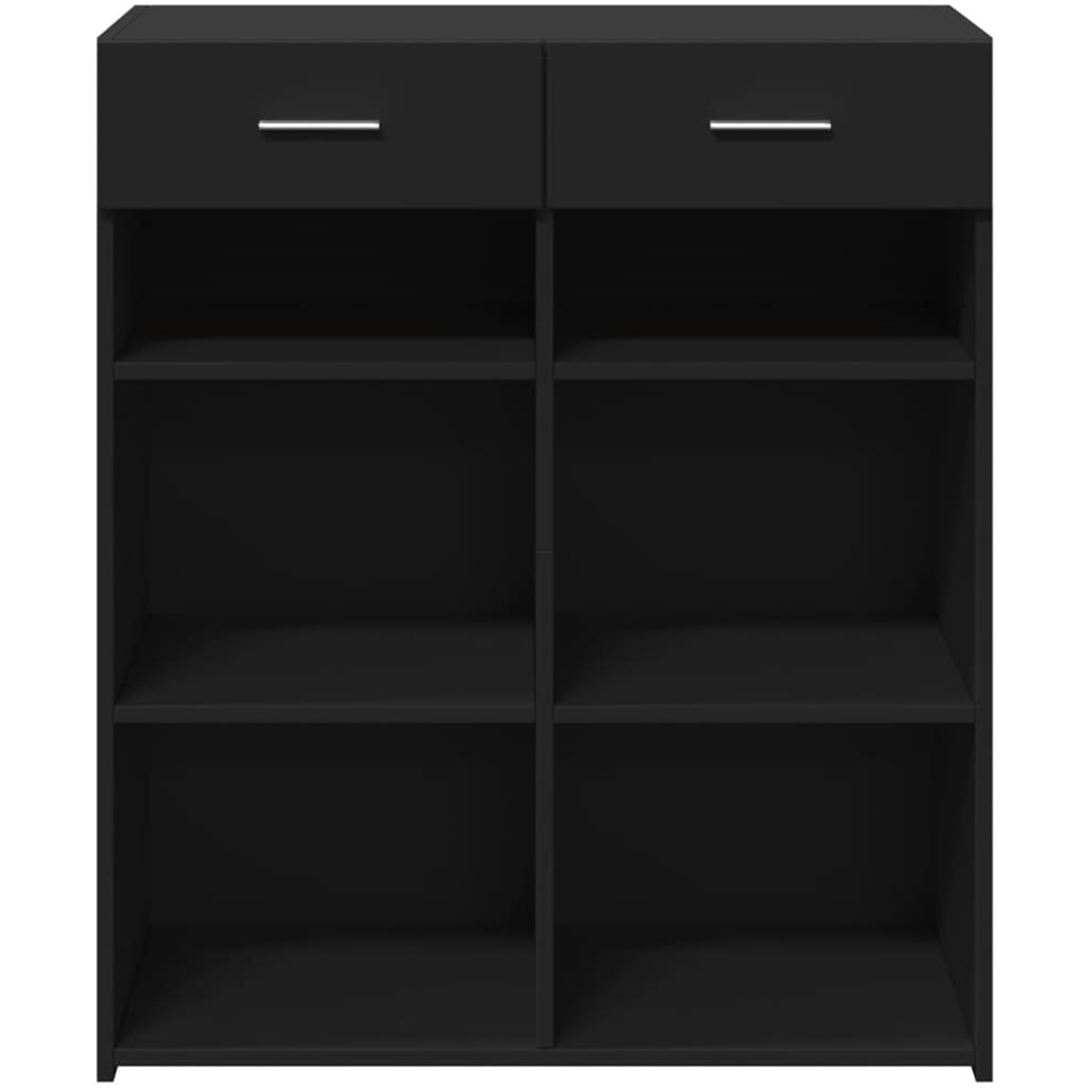 vidaXL 2 Drawer 6 Shelf Black Sideboard Image 4
