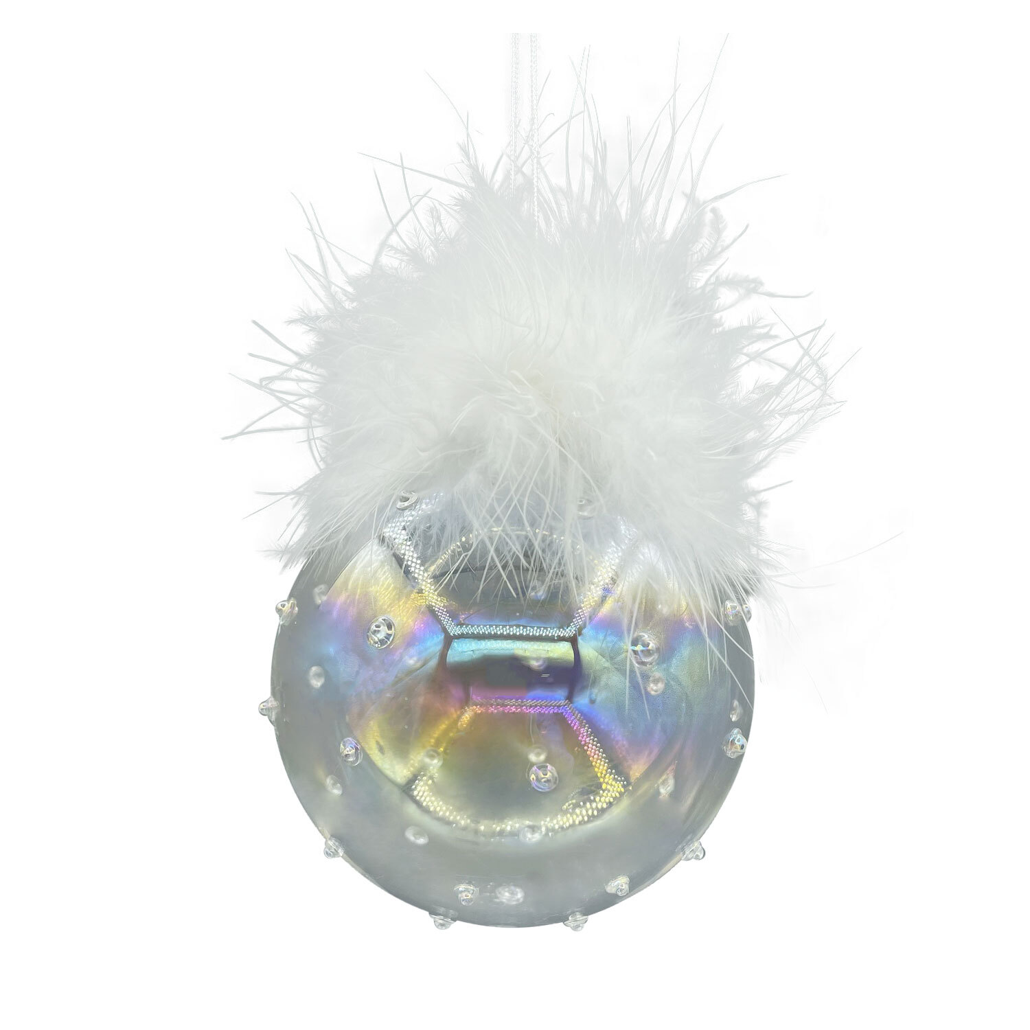 Single Frosted Fairytale Clear Feather Topped Bauble in Assorted styles Image