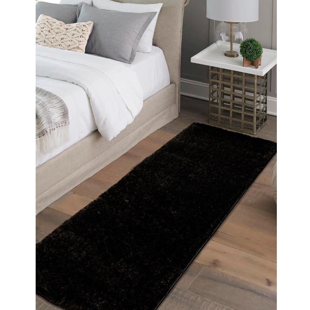 Homemaker Black Snug Plain Shaggy Rug 60 x 200cm Image 4