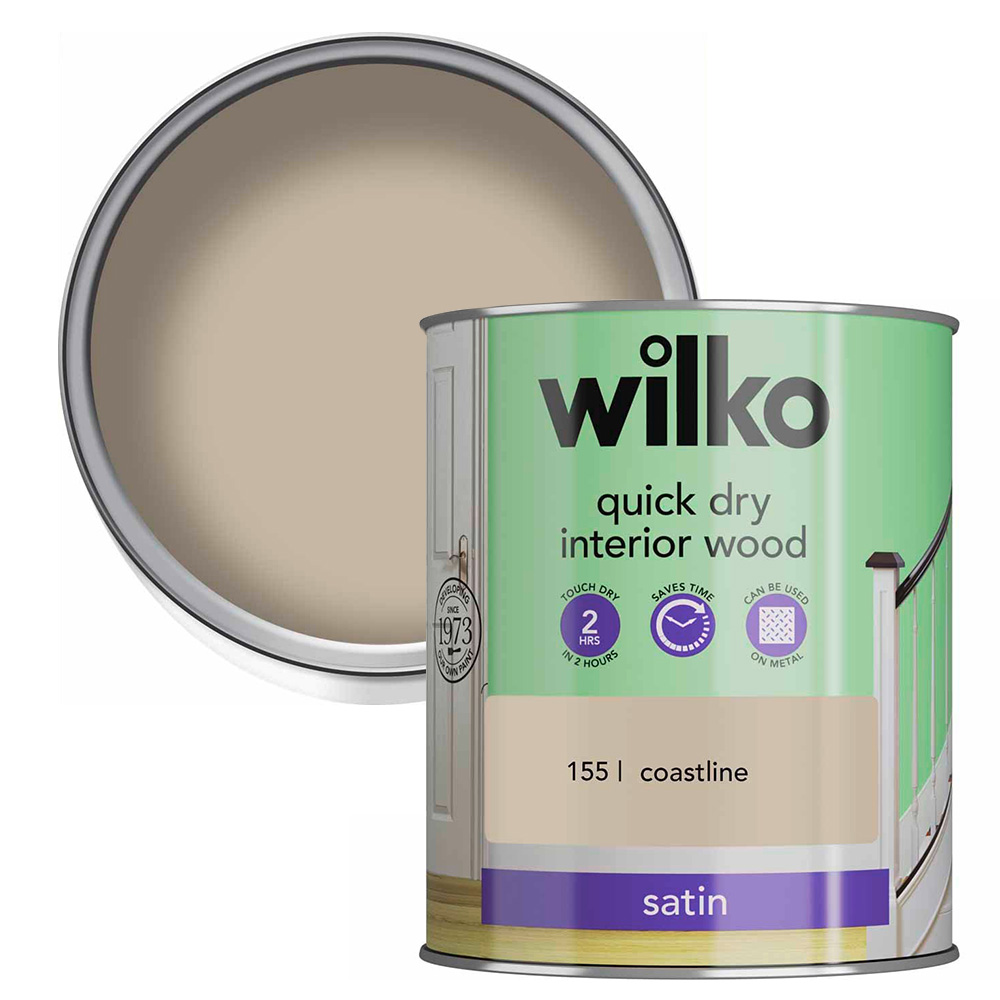 Wilko Quick Dry Interior Wood Coastline Satin Paint 750ml Image 1