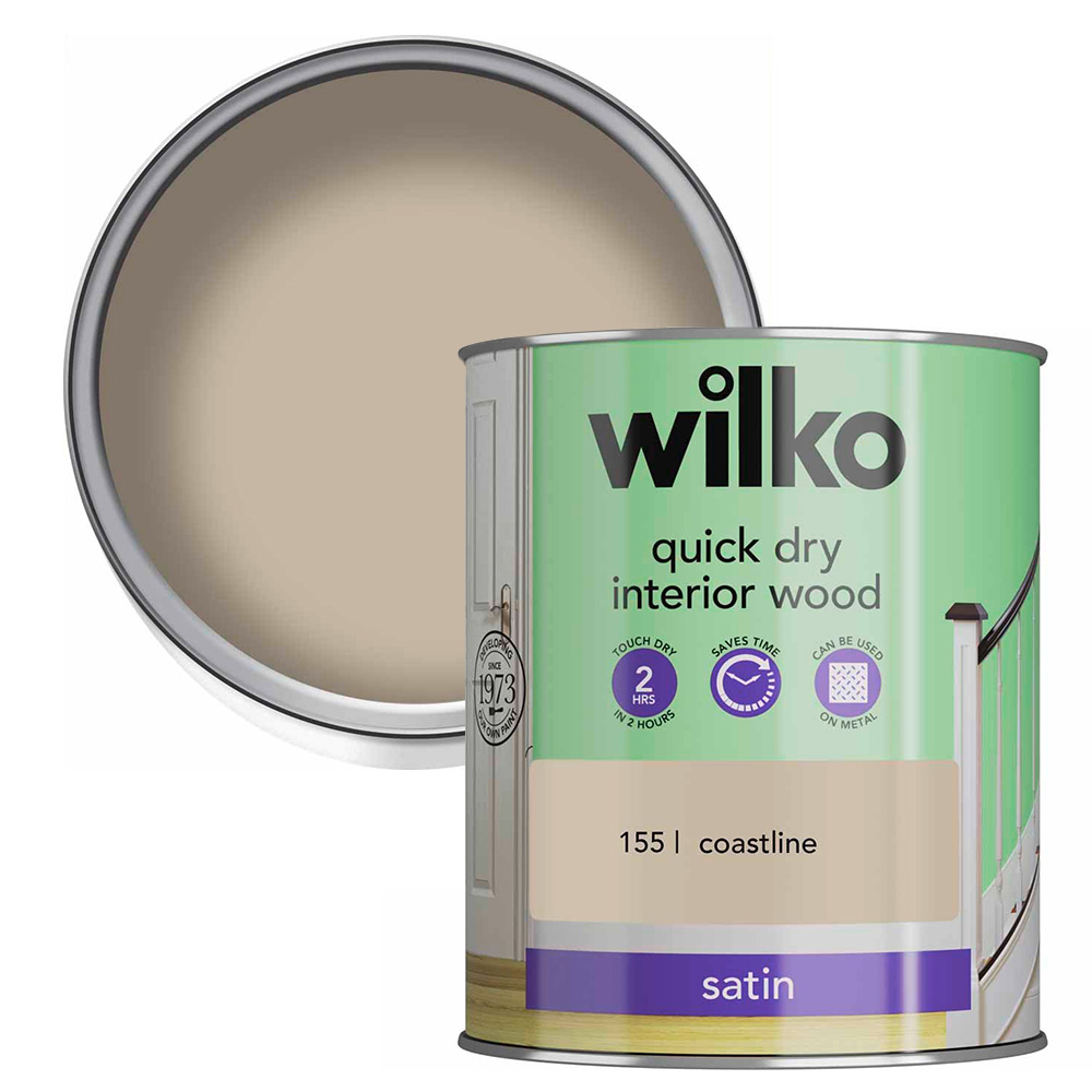 Wilko Quick Dry Interior Wood Coastline Satin Paint 750ml Wilko