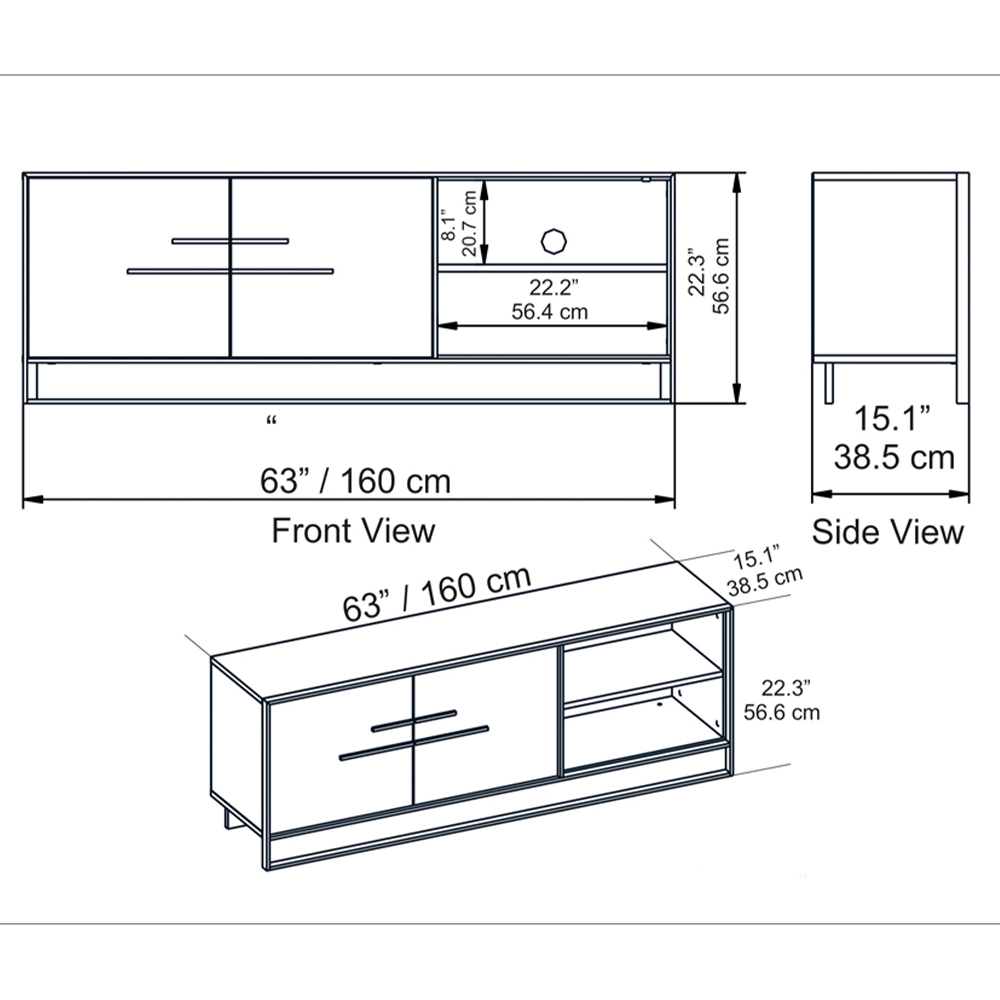 Decorotika Polka 2 Door Oud and Black TV Unit Image 7