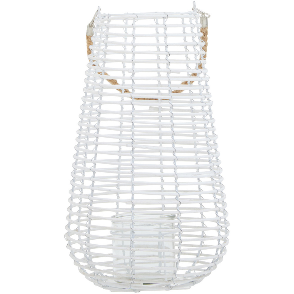 Premier Housewares Lentigo White Rattan Lantern Large  Image 1