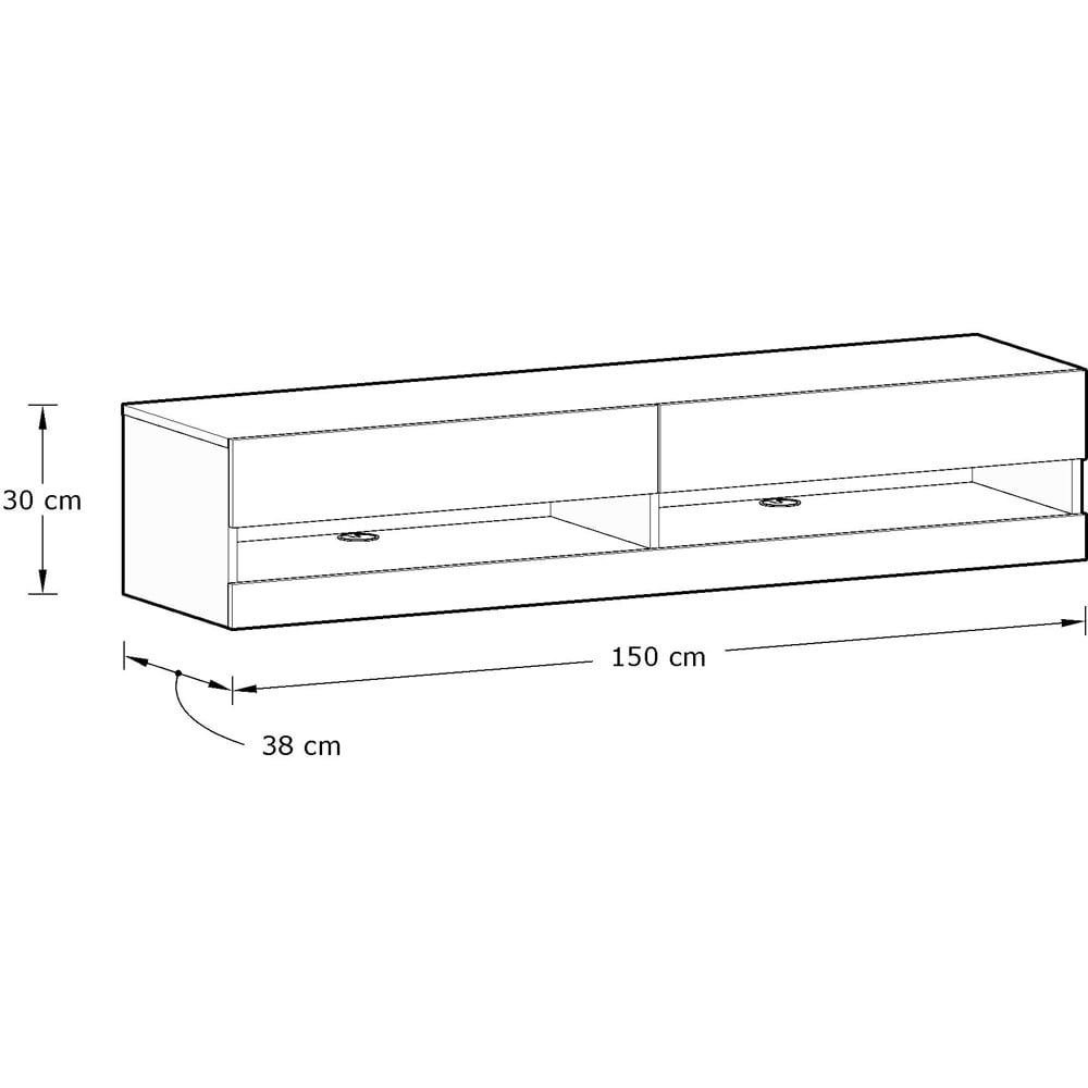 GFW Leon 2 Shelf Oak and Anthracite Wall TV Unit with LED Image 8