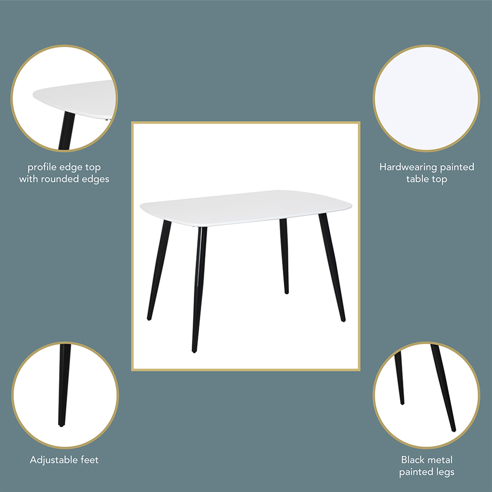 Core Products Aspen 2 Seater Rectangular Dining Table White and Black Image 4