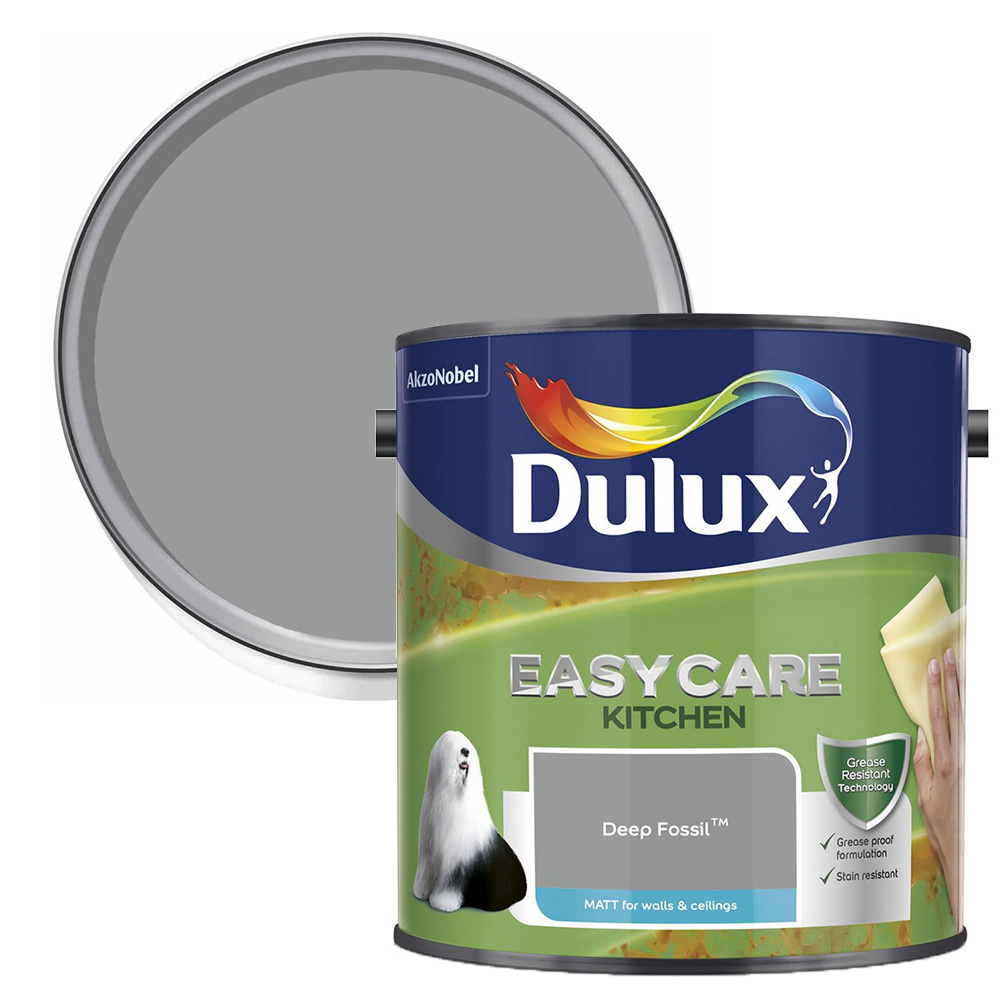 Dulux Easycare Kitchen Deep Fossil Matt Emulsion Paint 2.5L Image 1