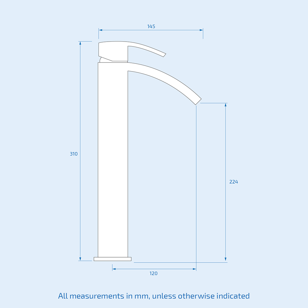 Nes Home Nexa Waterfall Chrome High Rise Basin Mono Mixer Tap with Waste Image 3